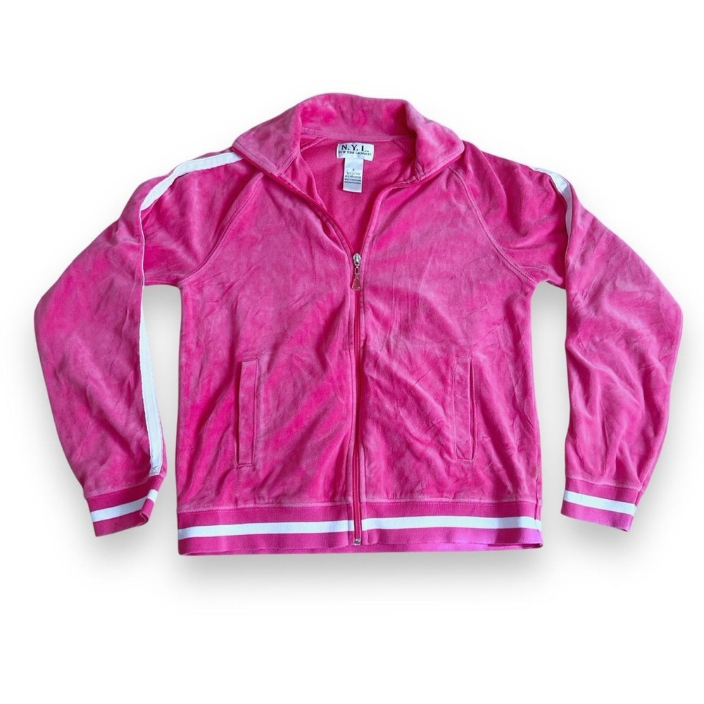 Vintage 90s - y2k hot pink velour zip up jacket